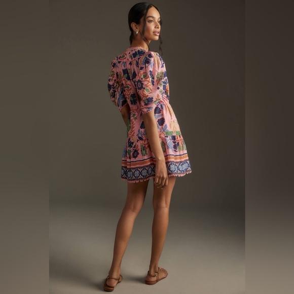 Farm Rio Seashell Tapestry Short Sleeve Mini Dress - Picture 3 of 11